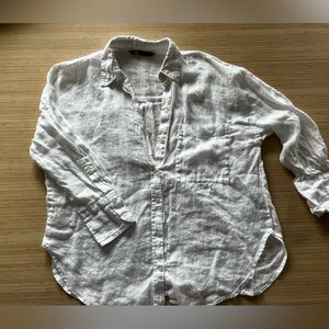 100% Linen White Button-Down Shirt - Zara